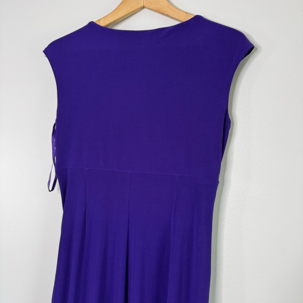 Lauren Ralph Lauren Deep Purple Ruched Faux Wrap Dress 6 - Picture 8 of 9
